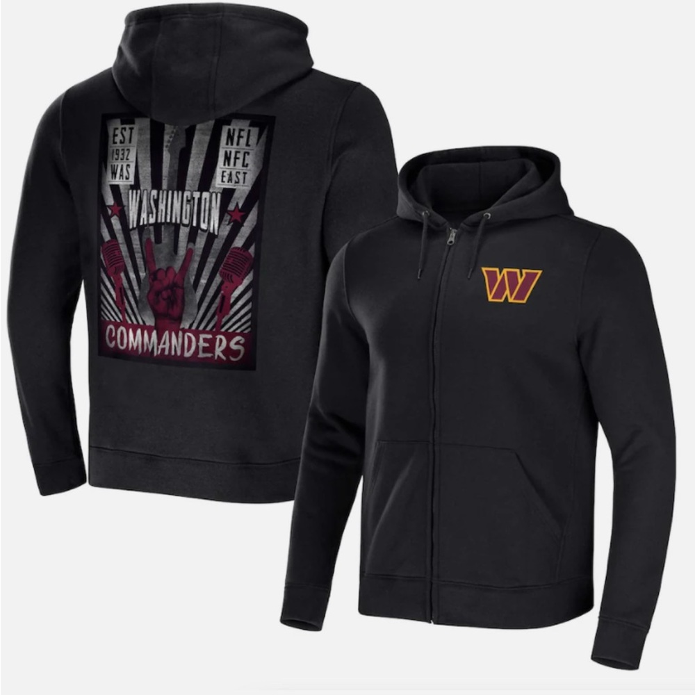 Washington Commanders X Darius Rucker Black Full Zip Hoodie- New with Tags!